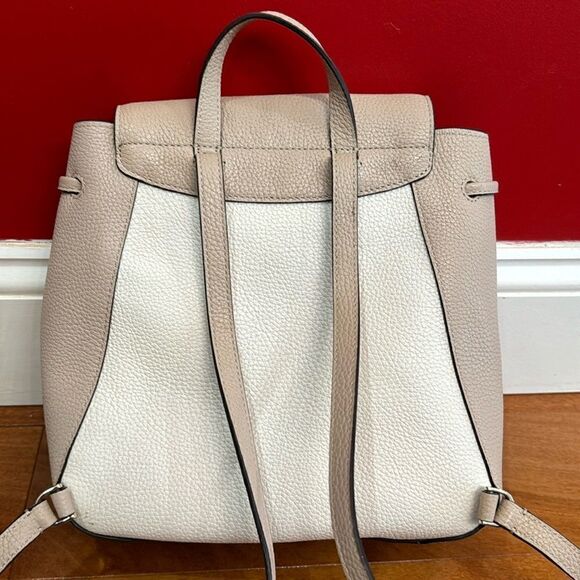 Kate Spade Leila Medium 2 Tones Pebbled Leather Backpack Drawstring Flap Closure - Picture 4 of 13